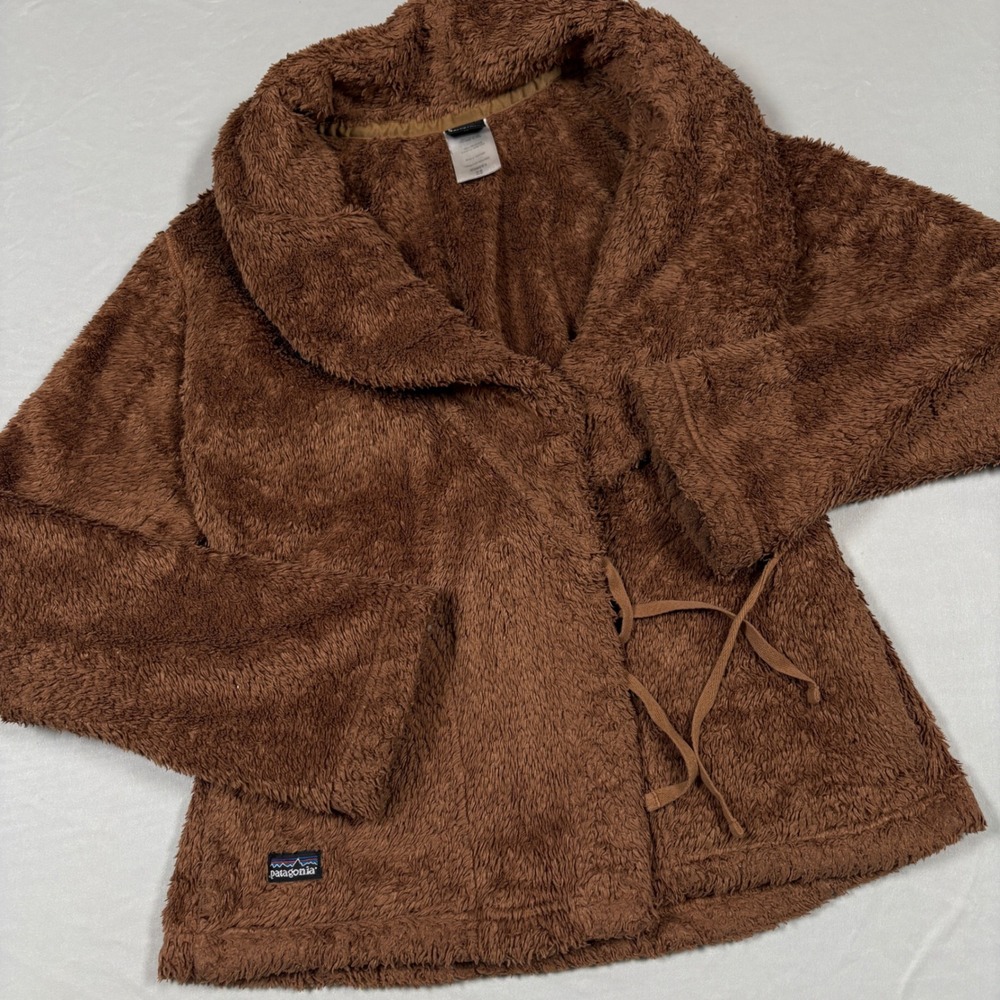 Patagonia Cardigan Jacket Womens XS Plush Wrap Up Brown Tie Belt 26405